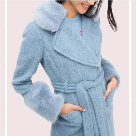 Kate Spade Fur Trim Wrap Coat - Picture 4 of 10